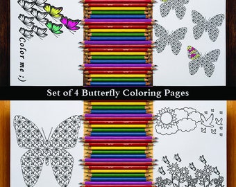 Downloadable Coloring Pages ~ Coloring Book Instant Download ~ Butterfly Coloring Book ~