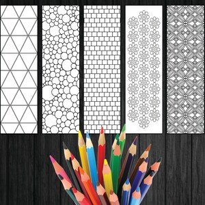 Stress Relief Coloring, Stress Relieving Pattern, Coloring Sketch, Coloring Addicts, Gift For Book Readers, Children Bookmark, 15 Bookmarks image 5