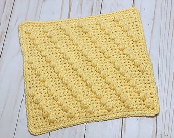 Diagonal Bobbles Dishcloth PDF Crochet Pattern Download