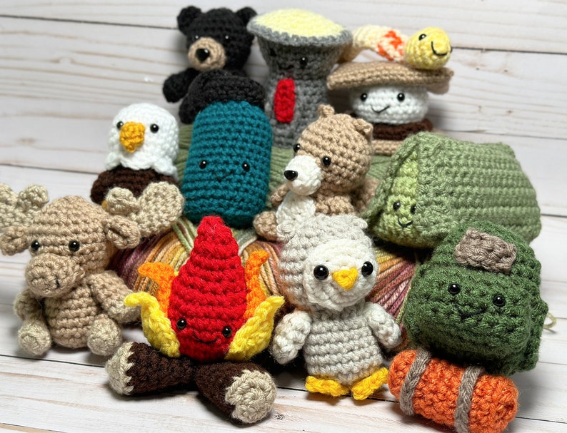 Mini Amigurumi Camping Trip Ebook 12 Crochet Patterns for Camping Themed Amigurumi PDF Download image 3