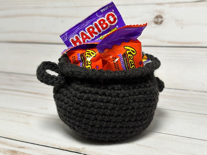 Mini Crocheted Candy Cauldron Halloween PDF Crochet Pattern Download image 4