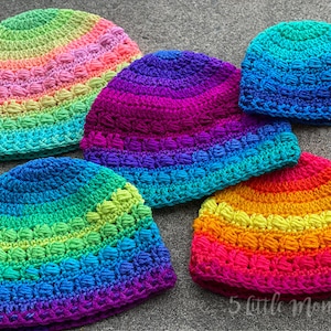 Boxed Beads Hat Crochet Pattern PDF Download 5 Sizes Baby Child Toddler Teen Adult