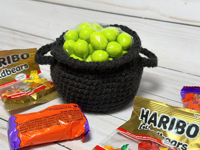 Mini Crocheted Candy Cauldron Halloween PDF Crochet Pattern Download image 6