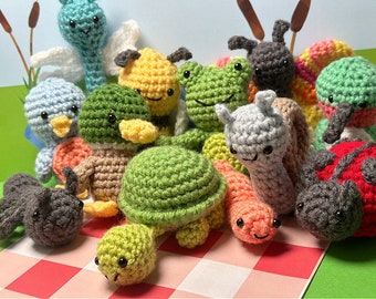 Mini Amigurumi Crochet Patterns Ebook: 12 Pond Pals (PDF Download)