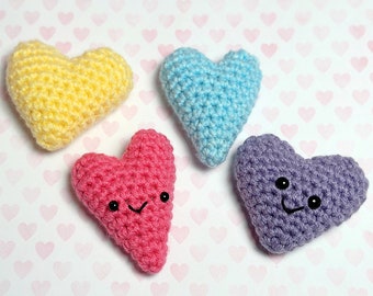 Patrón de crochet de corazones hinchados de tamaño de bolsillo para descargar en formato PDF