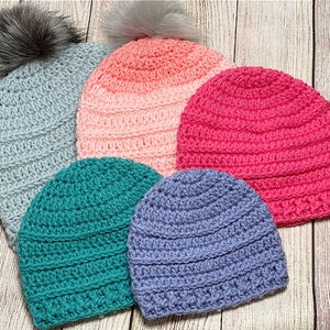 Double Crochet Stripes Crochet Hat Pattern PDF Download 5 Sizes Adult Child Baby