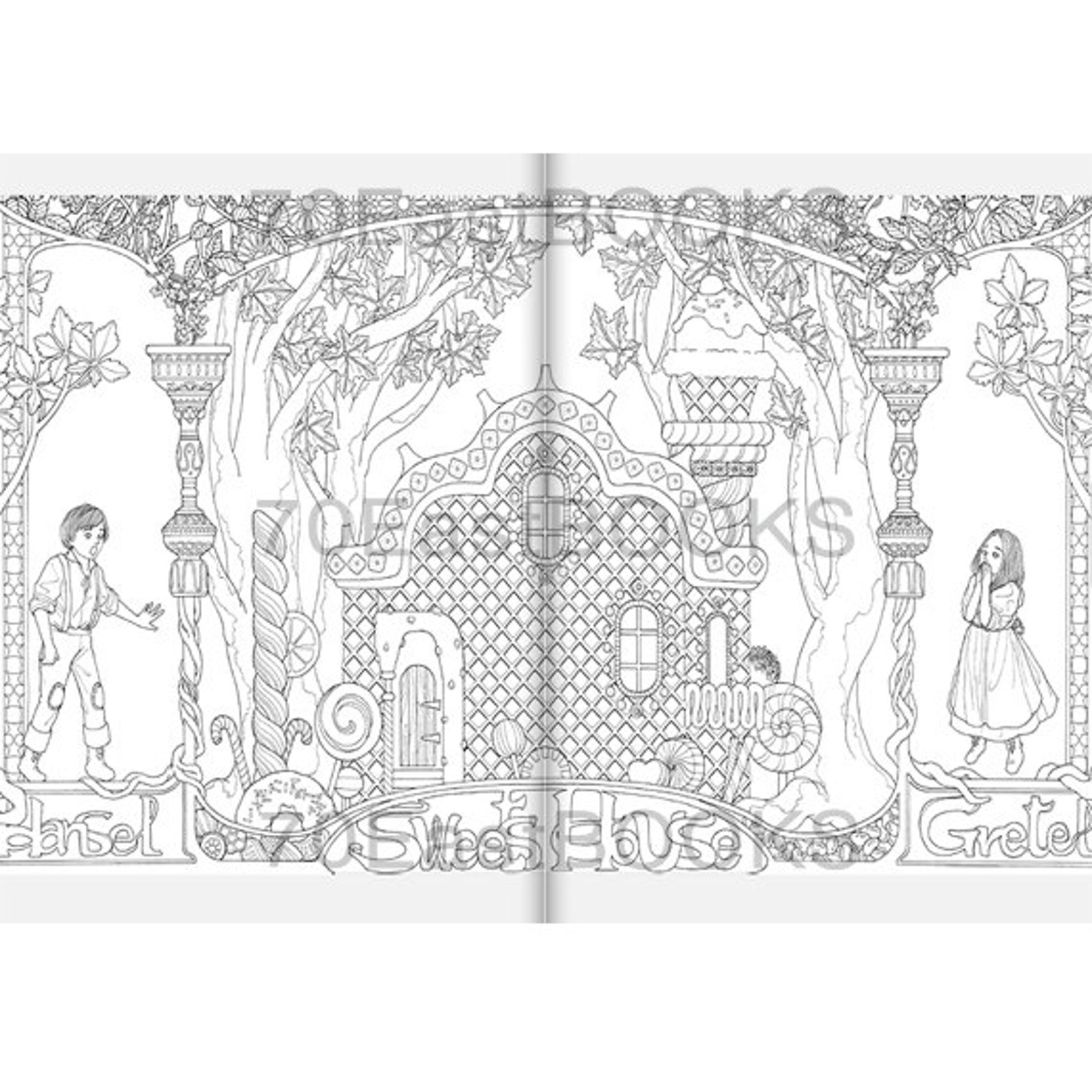 Hansel and Gretel : A Grimm Fable Coloring Book by Rosa | Etsy