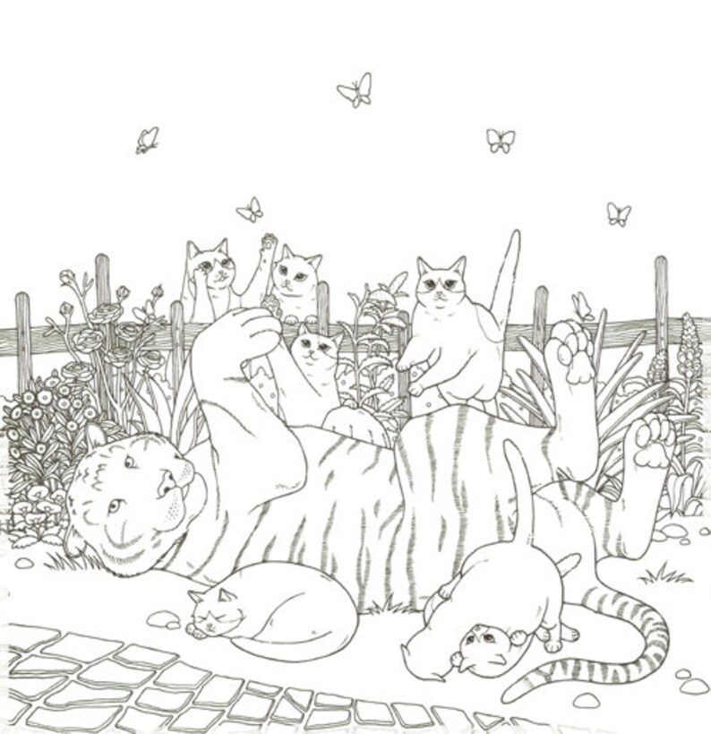 Download Cat Coloring Therapy Vol.2 Cat Coloring Book by Grace J | Etsy