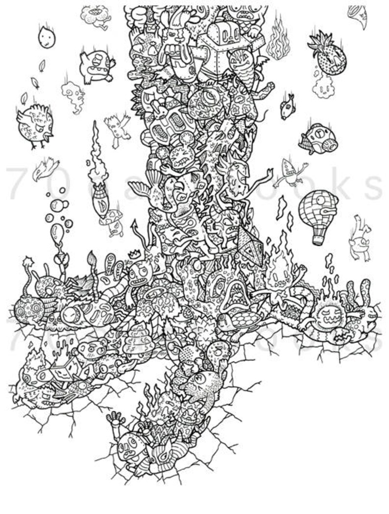 Doodle Fusion Coloring Book for adult : Zifflin's Coloring | Etsy