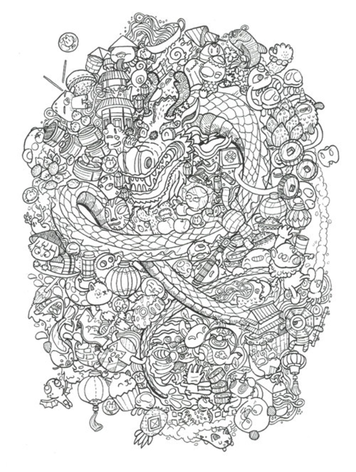 Doodle Chaos Coloring Book for adult : Zifflin's Coloring | Etsy