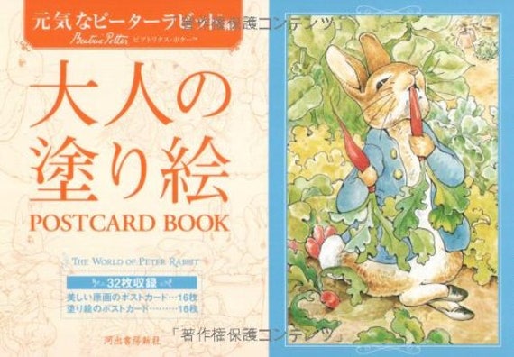 Download Peter Rabbit Postcard Coloring Book Japanese Coloring Etsy