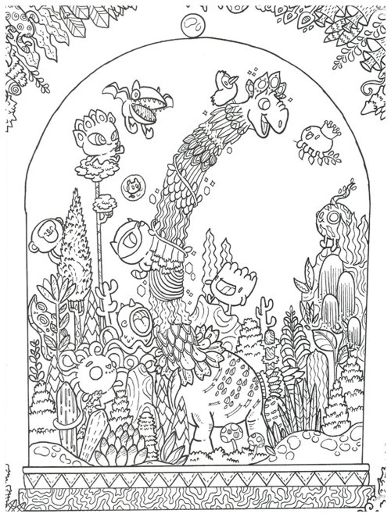 Doodle Chaos Coloring Book For Adult Zifflin s Coloring Etsy