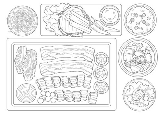 98+ Korean Coloring Book Food Picture HD