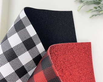 Plaid Faux Leather Sheet: Fine Glitter Backing, DIY Craft Supplies
