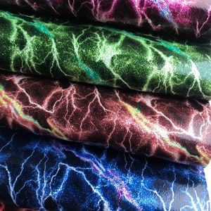 Lightning Faux Leather Sheet: 8x11 Smooth Craft Fabric
