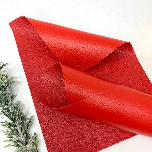 RED/RED Double Sided faux leather sheets. Craft supplies. Leather hair bows earrings supplies faux leather Listing F921