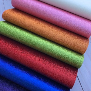 Fine Glitter  sheets with canvas backing.  Glitter sheets. available in 16 colors. Craft supplies. Hair bow supplies. Thickness 0.5 mm