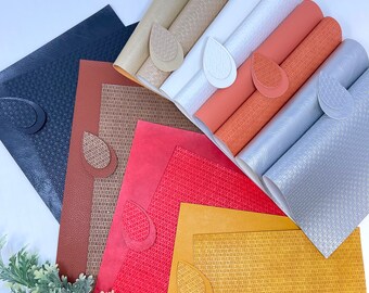 Láminas de cuero sintético con diseño de tejido de canasta: Materiales para manualidades con diseño de diamantes