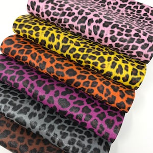 Colored Leopard Print Faux Leather Sheet - 1.0mm Craft Fabric