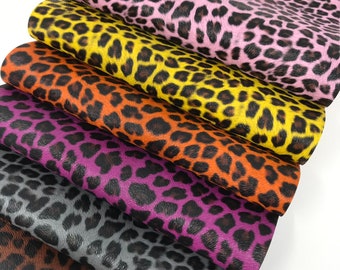 Colored Leopard Print Faux Leather Sheet - 1.0mm Craft Fabric