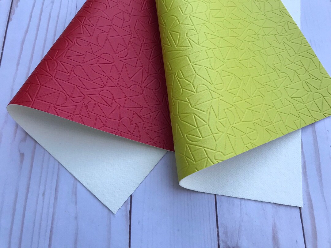 Textured Faux Leather Sheet: Red & Green Geometric Design - Etsy