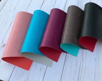 Double sided vinyl leather. Available in 10 colors Thickness 1.8 mm. Vinyl leather sheeets. Leather sheets craft supplies.