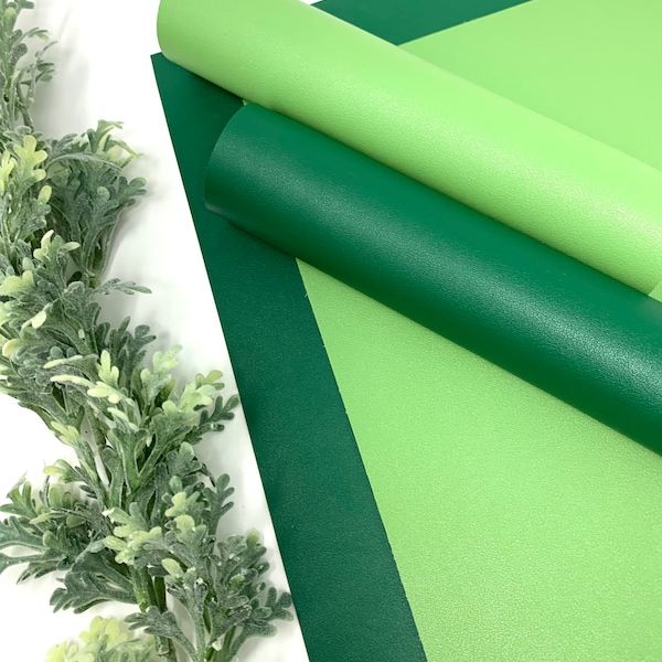 Green faux leather sheets. Faux leather hair bows, earrings and craft supplies. Christmas leather.