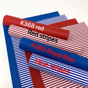 May include: Red and blue striped fabric sheets with the text "K368 red Red stripes" and "K368 Royal Blue Blue stripes".