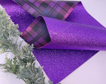 NK-2085 Purple/Pink double sided faux leather sheet with fine purple glitter backing. Craft supplies Size 8x11 inches