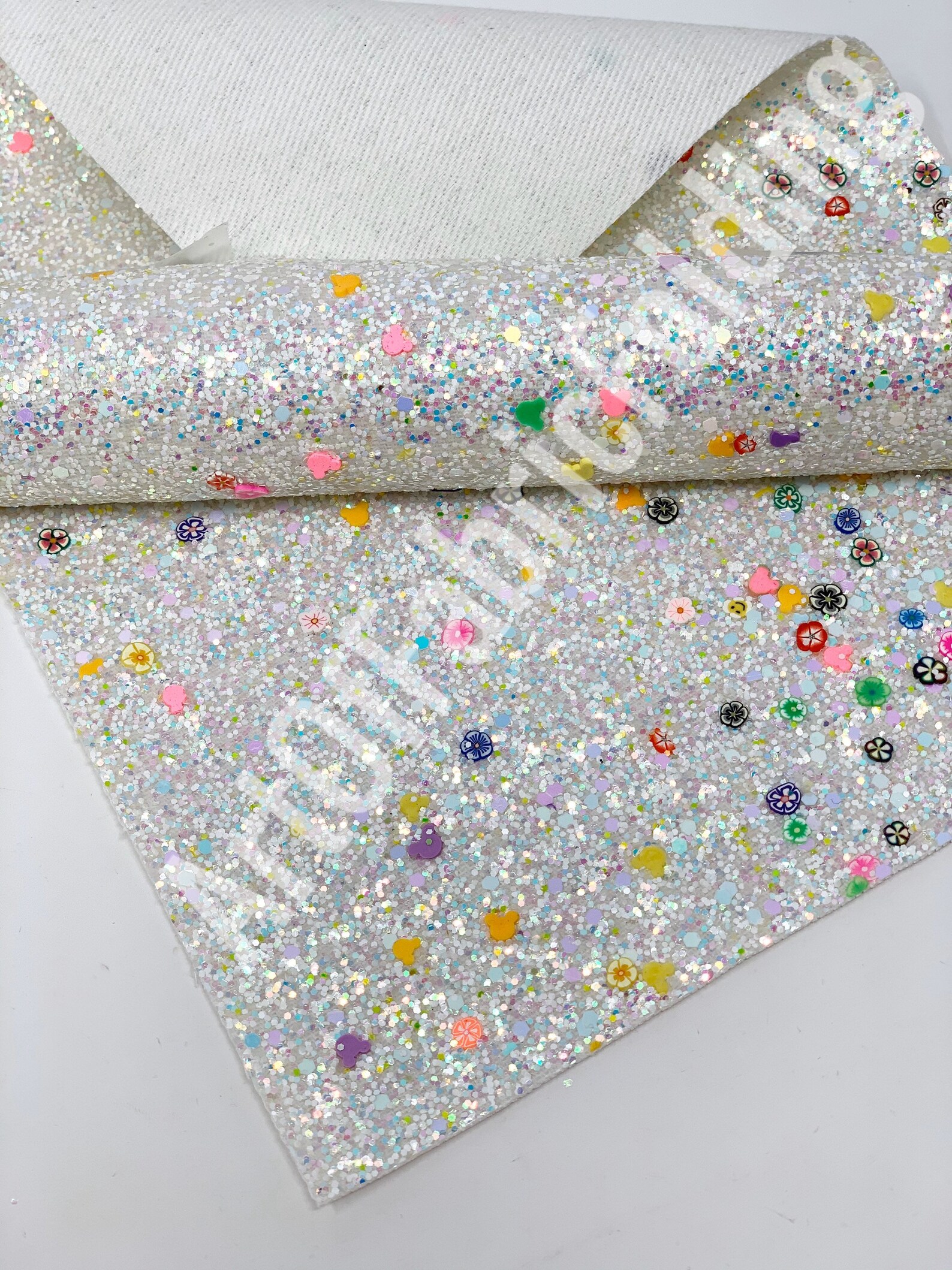 White Glitter Fabric Sheets. Chunky Glitter Sheets With Etsy