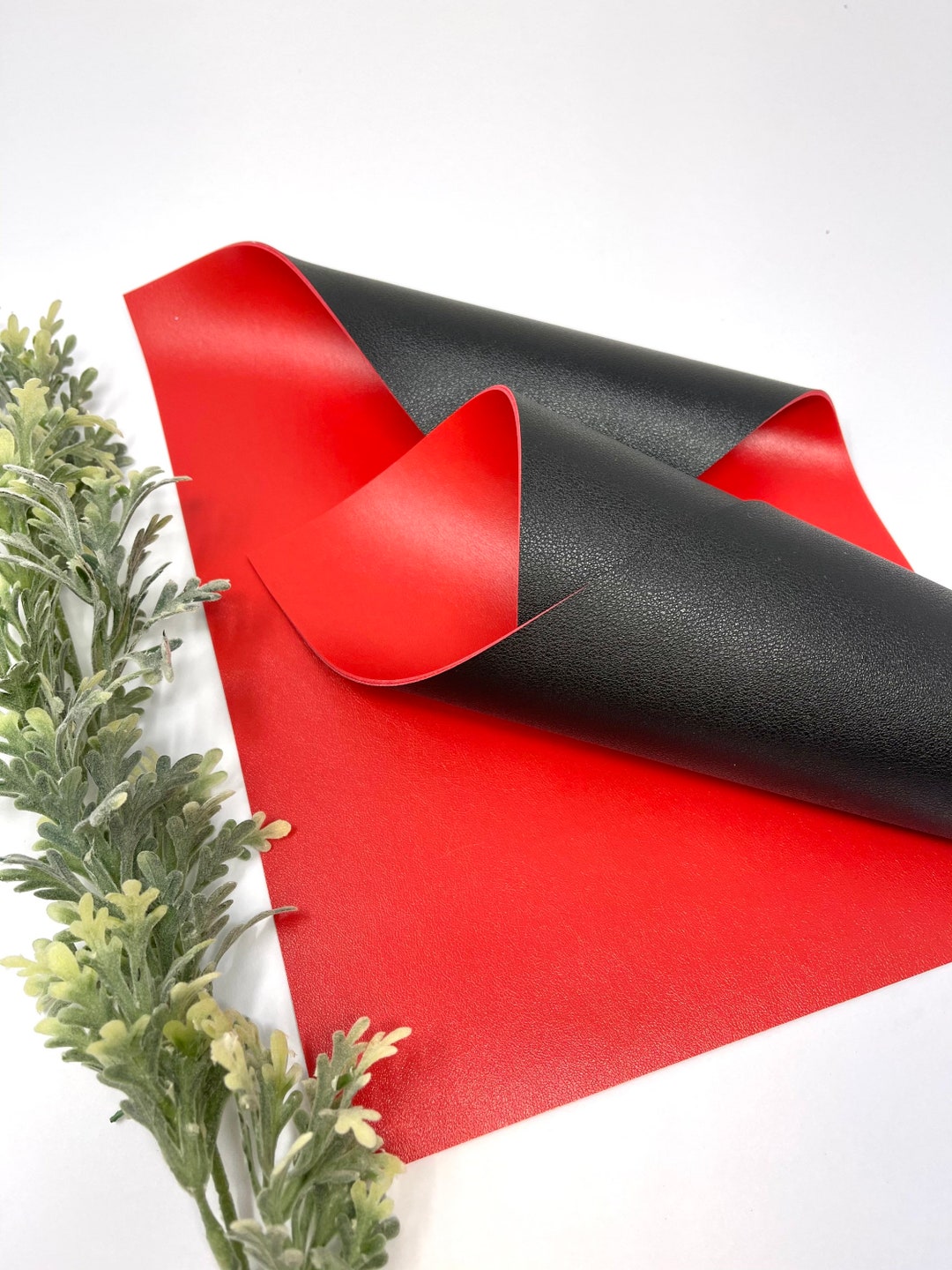 Red/black Double Sided Faux Leather Sheets. Craft Supplies. Leather