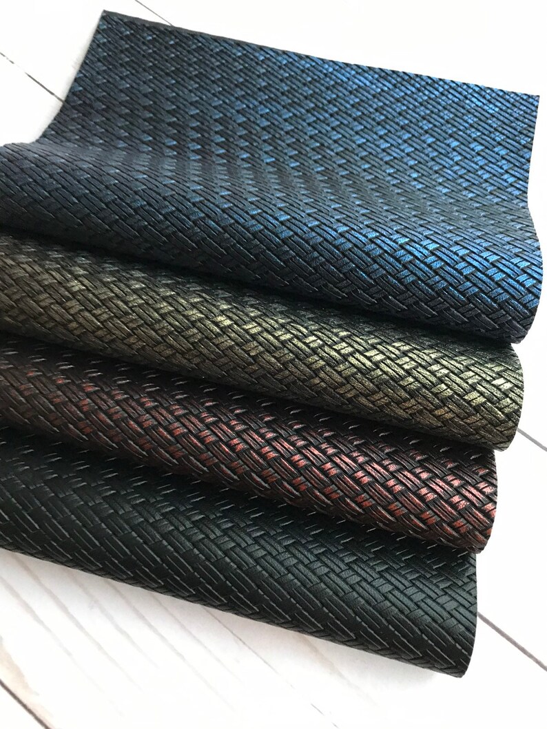 MEDIUM BASKETWEAVE Texture Faux Leather Sheets Basketweave Etsy