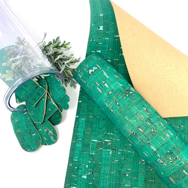 GREEN Cork print leather sheets. Cork sheets green cork. Cork fabric sheets hair bows and earrings supplies