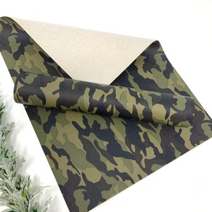 CAMOUFLAGE #1 design faux leather. Faux Leather sheets. Leather supplies. Craft supplies. camouflage