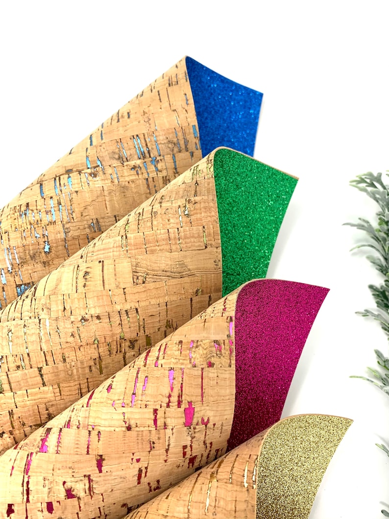 Double Sided Cork Print Leather Sheets. Cork With Flakes. Faux Etsy