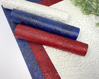 3D Roses Faux Leather Sheet: Soft Texture Craft Fabric