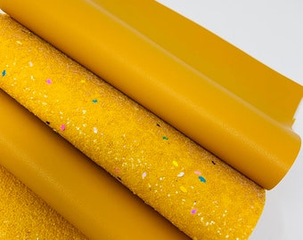Orange Glitter & Faux Leather Sheet, Hair Bow Supplies