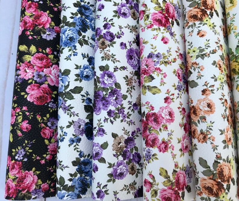 WHOLESALE Six Sheets. Floral Print Faux Leather Sheets. Floral Etsy