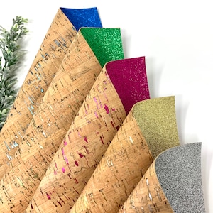 Double sided Cork print sheets with flakes.with  Fine glitter backing craft supplies earrings supplies
