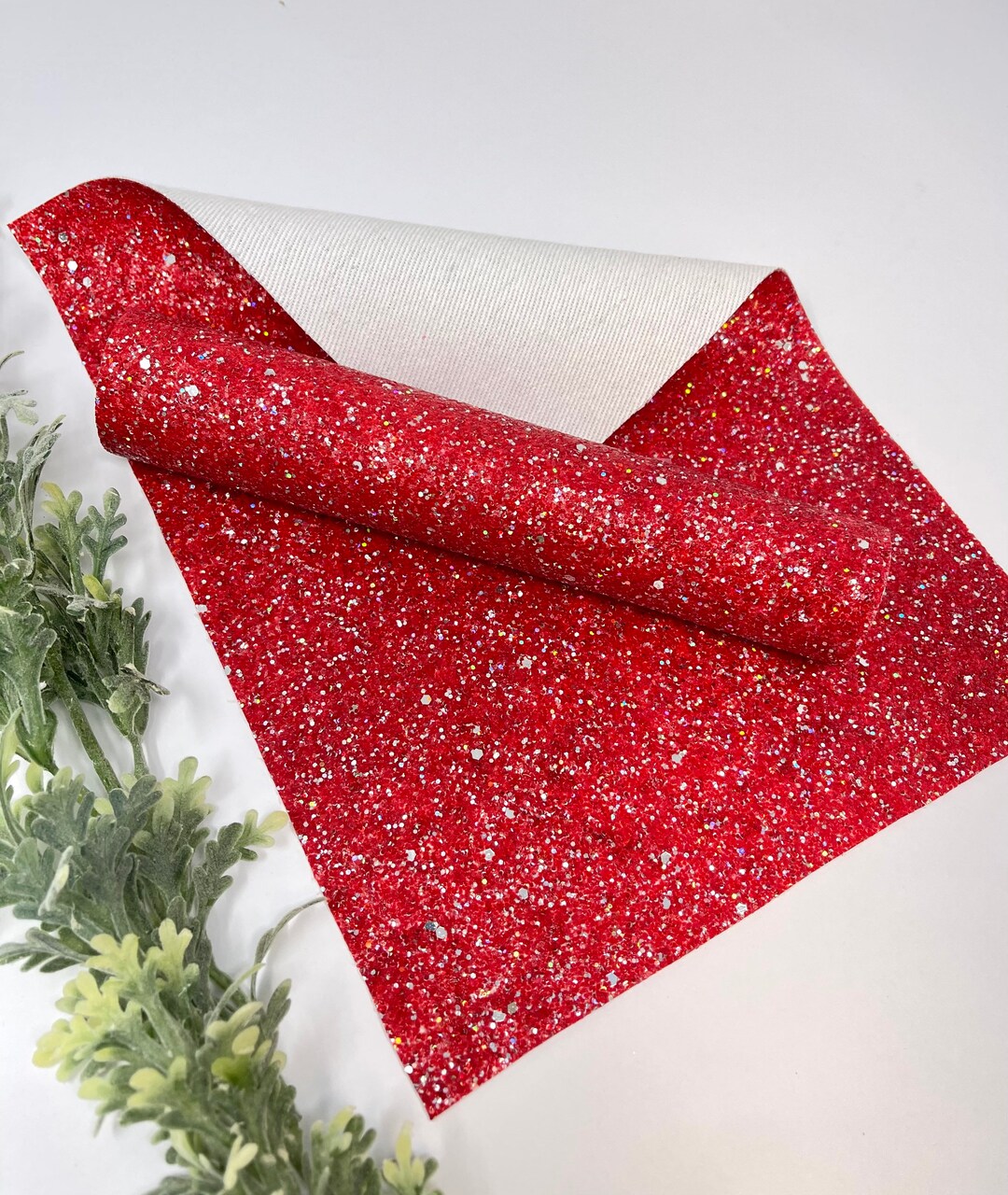 Neon RED Chunky Glitter Sheets With Silver Sequin. Chunky Glitter