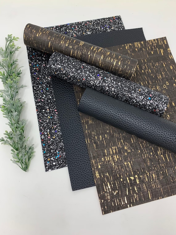 Faux Leather & Cork Sheets: Glitter Texture, DIY Craft Supplies