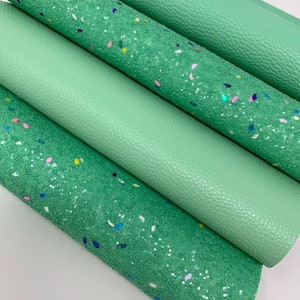 GONFETTI  turquoise glitter and spa litchi faux leather sheet. Glitter and faux leather craft and hair bow supplies