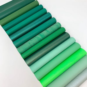 GREEN color palette sheets, faux leather, pvc leather, glitter sheets, green faux lether sheets, craft supplies, hair bow supplies, Listin G