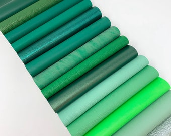 GREEN color palette sheets, faux leather, pvc leather, glitter sheets, green faux lether sheets, craft supplies, hair bow supplies, Listin G