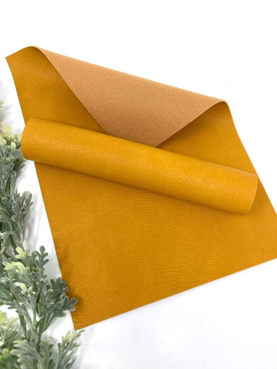 MUSTARD YELLOW Faux leather sheets. Litchi design Leather Etsy