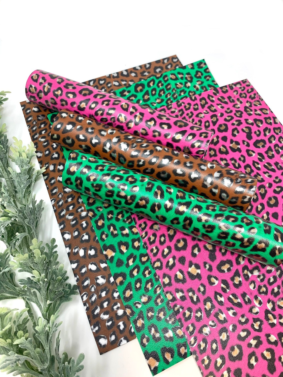 Three Color Leopard Print. Faux Leather Sheets. Leopard Design Craft ...