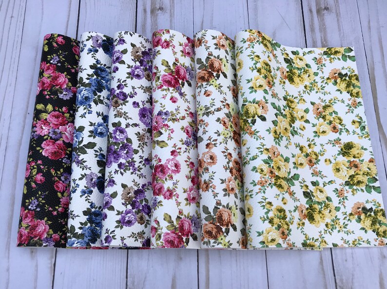 WHOLESALE Six Sheets. Floral Print Faux Leather Sheets. Floral Etsy