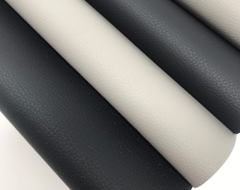 F529 Láminas de piel sintética texturizada: Negro Gris, Suministros para lazos para el cabello