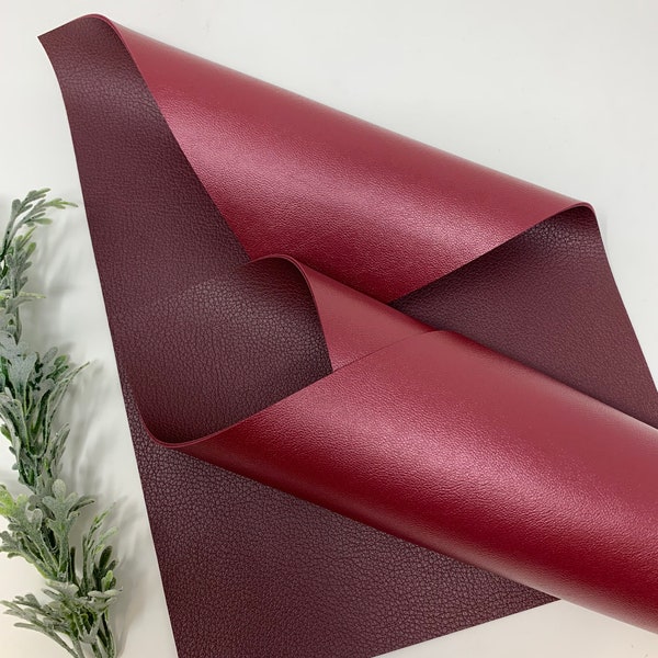 BURGUNDY/BURGUNDY Double Sided faux leather sheets. Craft supplies. Leather hair bows earrings supplies faux leather Listing F921