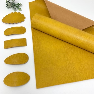  Funcolor Flower Faux Leather Roll:12X53 Inch Yellow